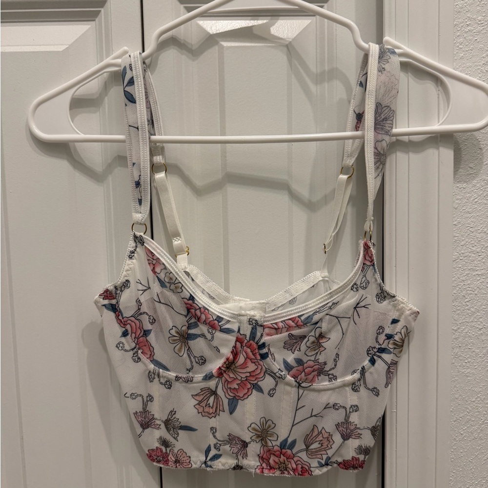 Floral Print Corset Top with Adjustable Straps